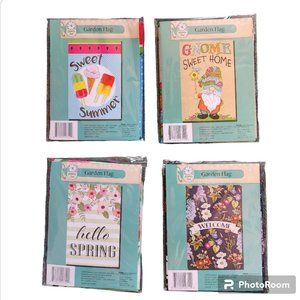 4 Garden Flags NWT